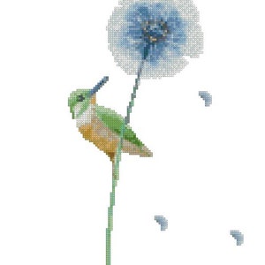 Bird Cross stitch pattern , watercolor bird, cross stitch pattern blowball, modern cross stitch pattern flowers 208 image 3