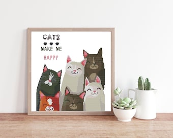 Cats Cross Stitch Pattern: Counted Embroidery Design (PDF Download #59)