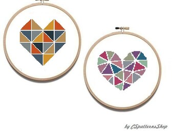 Heart cross stitch Set cross stitch pattern Geometrical cross stitch #14