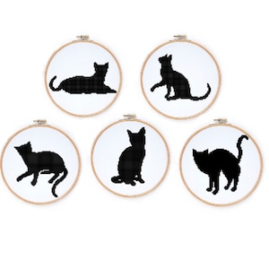 Cats Cross Stitch Pattern: Animal Silhouette (PDF Pattern)#528