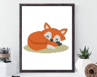 Fox Cross stitch pattern, animals cross stitch, instant download PDF #492