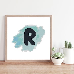 Letter R Cross Stitch Pattern, cross stitch pattern, cross stitch instant download PDF #455