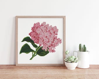 Flower Cross Stitch Pattern: Hydrangea Counted Embroidery (Digital Download)#286