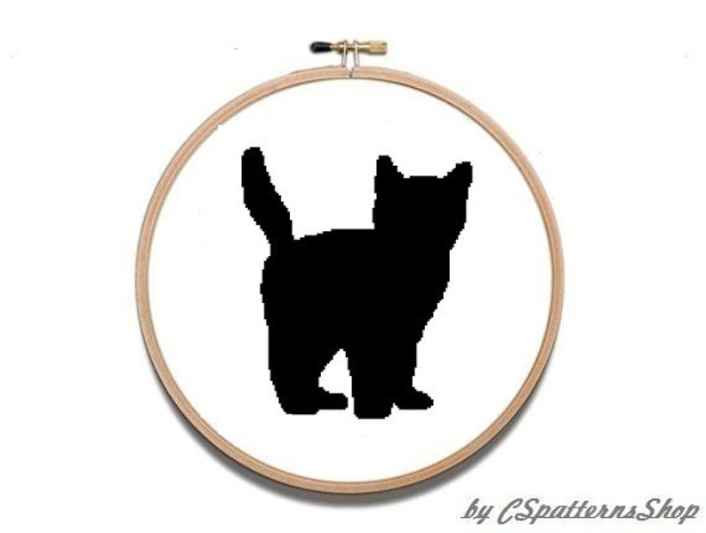 Black Cat Pattern, Modern Cross Stitch, Design Pattern , Cross Stitch Art Patterns PDF,Instant Download 117 image 3