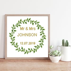 Wedding Cross Stitch pattern, modern Cross Stitch Pattern, wedding Cross Stitch Counted Download PDF  #326