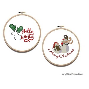 Christmas Snowman Cross Stitch Pattern: Winter Mittens (Digital Download)#79