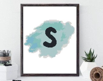 Monogram Letter S Cross Stitch Pattern: Counted Embroidery (PDF Pattern)#485