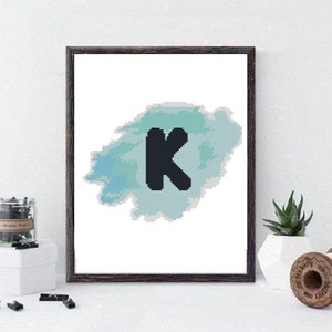 Letter K Cross Stitch Pattern, cross stitch pattern, cross stitch instant download PDF  #433