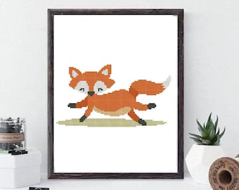 Fox Cross stitch pattern, animals cross stitch, instant download PDF #491