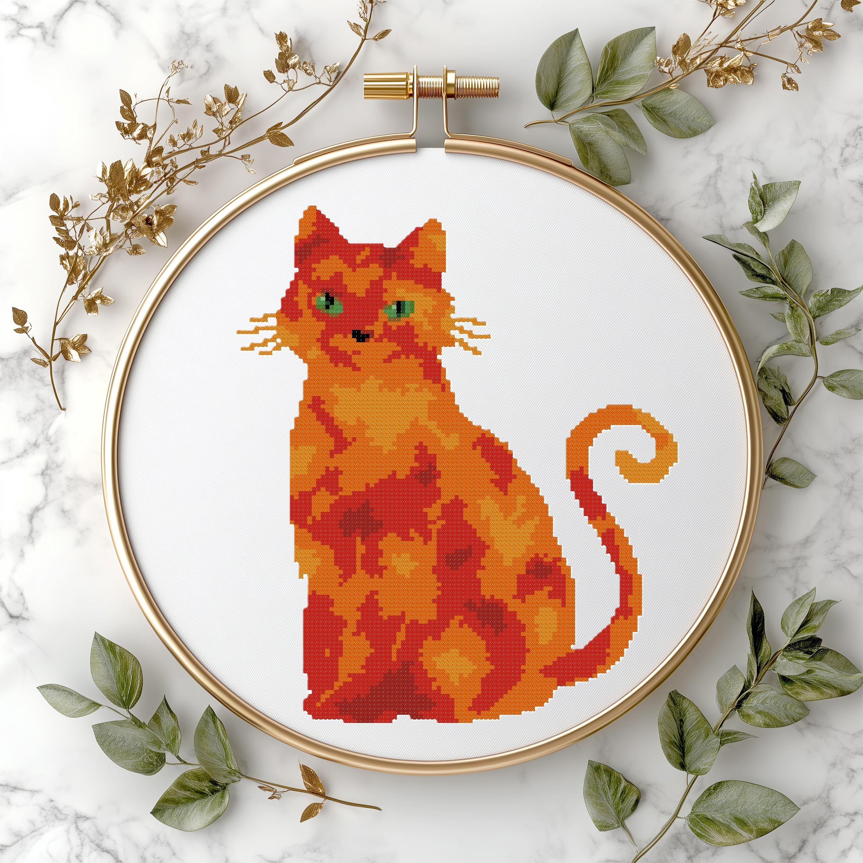 Red Cat Cross Stitch Pattern: Animal Embroidery (PDF Pattern)#36 - Etsy