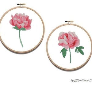 Peony cross stitch pattern Set cross stitch pattern flowers Counted cross stitch pattern #17