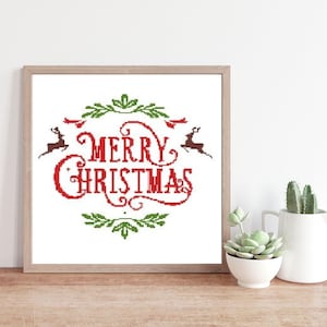 Christmas Cross Stitch Pattern: Holiday Reindeer Design (PDF Pattern)#113