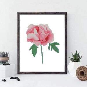 Peony cross stitch pattern, Modern cross stitch ,  Cross stitch pattern flower #6