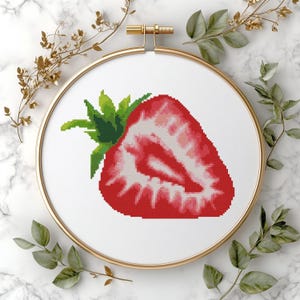 Strawberry Cross Stitch Pattern: Counted Embroidery (Digital Download)#238