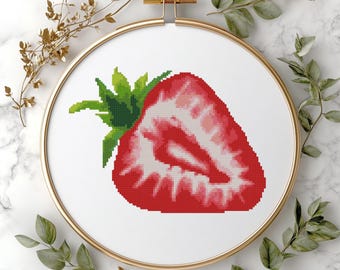 Strawberry Cross Stitch Pattern: Counted Embroidery (Digital Download)#238