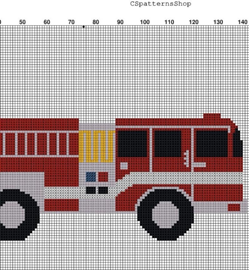 Fire Truck Cross Stitch modern Cross Stitch Pattern Art Etsy