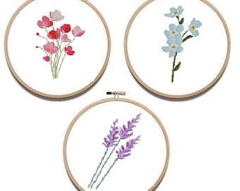 Floral set cross stitch pattern Modern flower cross stitch pattern  PDF cross stitch pattern#121