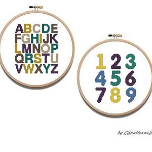 Alphabet Cross Stitch Pattern, Numbers Cross Stitch Pattern, cross stitch instant download PDF #465
