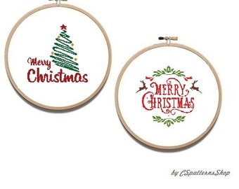 Christmas Cross Stitch Pattern, Set of 2 Patterns. Cross Stitch Patterns christmas ,Cross stitch pattern PDF #468