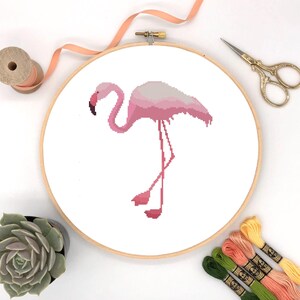 Pink Flamingo Cross Stitch Pattern: Tropical Bird (Digital Download)#149