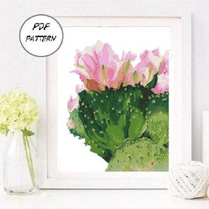 Pattern Modern Cactus, Cross Stitch Design Pattern Cactus, succulent Cross Stitch watercolor , Art Patterns Cactus #102