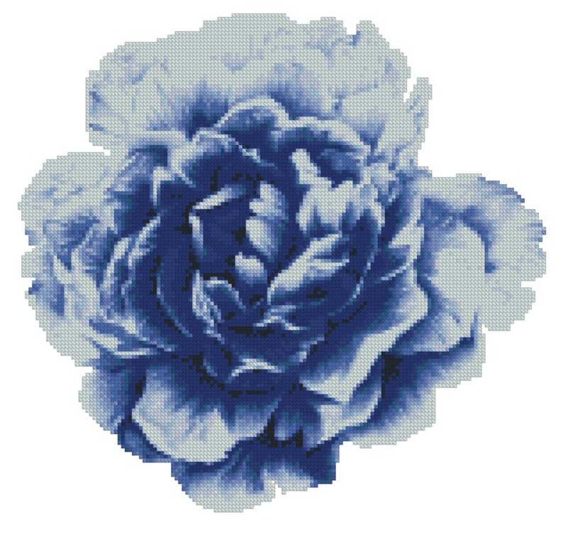 Flower Cross Stitch Pattern Modern Cross Stitch Pattern Blue Etsy