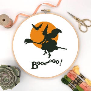 Witch cross stitch pattern  Halloween cross stitch pattern Instant digital download #131