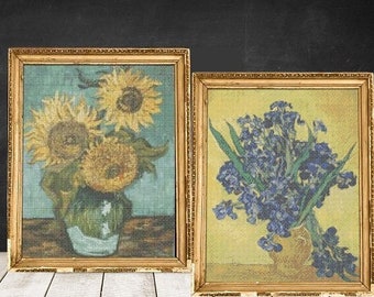 Set of 2 Patterns, Cross Stitch Pattern, Cross Stitch Van Gogh Pattern sunflowers, Download PDF, cross stitch pattern flower#220