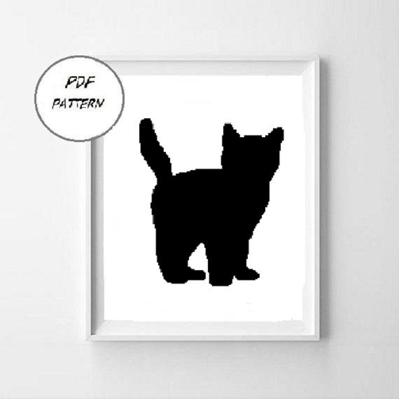 Black Cat Pattern, Modern Cross Stitch, Design Pattern , Cross Stitch Art Patterns PDF,Instant Download 117 image 2