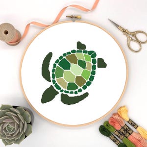 Tortoise Cross stitch pattern, animals   cross stitch pattern, Tortoise geometric cross stitch, instant download PDF #136
