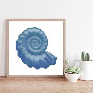 Korsstygnsmönster med Nautilusskal: Minidesign (digital nedladdning #44)