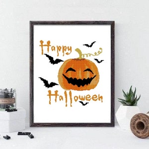 Halloween Cross Stitch ,Modern Cross Stitch Halloween , Art Patterns Halloween, Cross stitch pattern #375