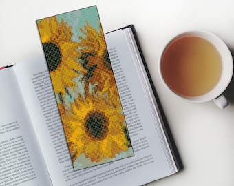 Van Gogh Sunflower Bookmark Cross Stitch Pattern (Digital Download)#239