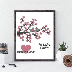 Wedding Cross Stitch pattern, modern Cross Stitch Pattern, wedding Cross Stitch Counted Download PDF #552