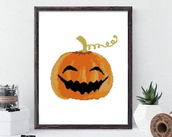 Halloween Cross Stitch ,Modern Cross Stitch Halloween ,  Art Patterns Halloween, Cross stitch pattern #373