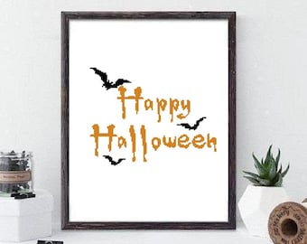 Halloween Cross Stitch ,Modern Cross Stitch Halloween , Art Patterns Halloween, Cross stitch pattern #374