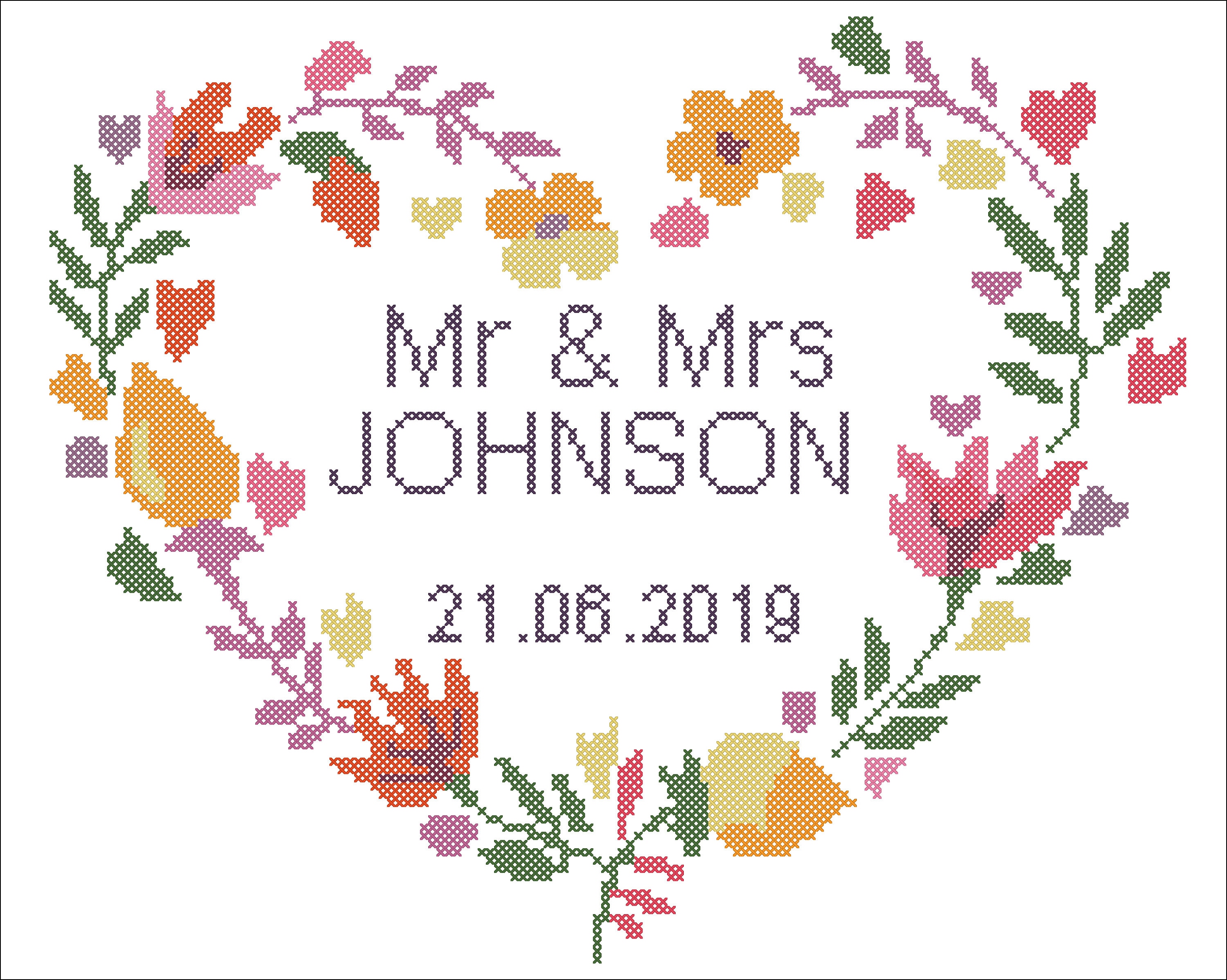 Wedding Cross Stitch Pattern Modern Cross Stitch Pattern Etsy