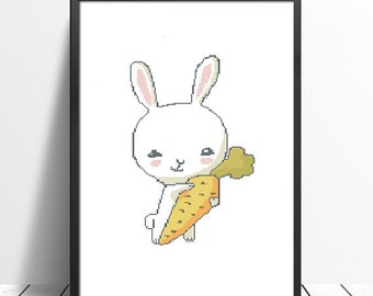 Bunny Cross Stitch , Cross Stitch Pattern  modern, Cross Stitch Counted Download PDF #132