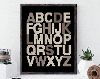 Alphabet Cross Stitch Pattern, Monogram cross stitch pattern, cross stitch instant download PDF #334