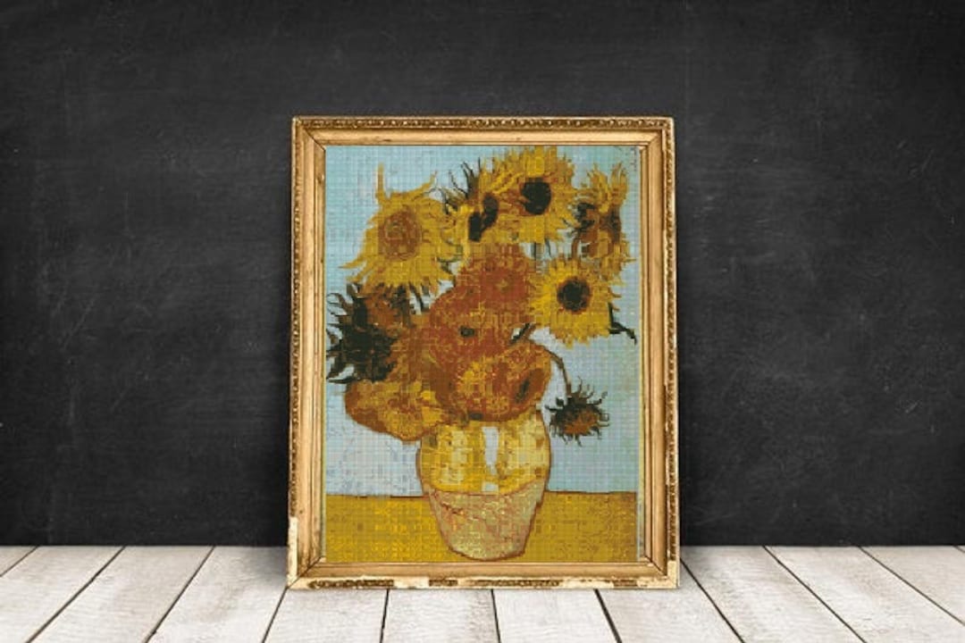 Sunflowers Cross Stitch Pattern, Van Gogh Cross Stitch Pattern , Download PDF Van Gogh
