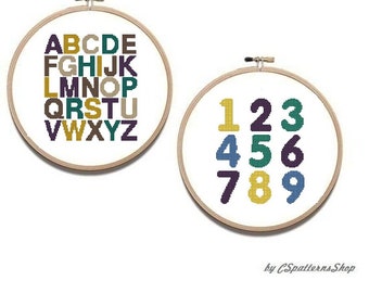 Alphabet Cross Stitch Pattern, Numbers Cross Stitch Pattern, cross stitch instant download PDF #465