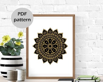 Padrão de ponto cruz de mandala: desenho floral geométrico (padrão em PDF) nº 550