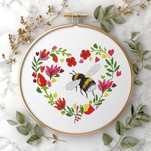 Flower Cross Stitch Pattern, Bumblebee Cross Stitch, Bee Cross Stitch, Art Patterns flower #547