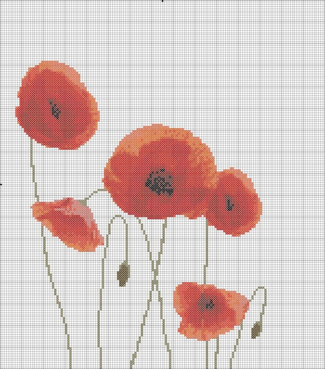 Poppy Cross Stitch Set of 2