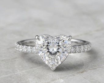 Heart Cut Moissanite Ring | Promise Ring | Romantic Proposal Gift for Her | Anniversary gifts