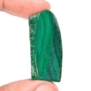 Piedra preciosa suelta en bruto de malaquita 100 % natural de calidad superior exclusiva para hacer joyas, 46,10 ct, 37 x 17 x 6 mm, Z-56