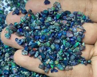 100個入り ブラックファイアーラフエチオピアオパール、AAAグレード、オパールポリッシュラフ、レインボーファイアーオパール、原石オパール、ラフオパール、原石宝石