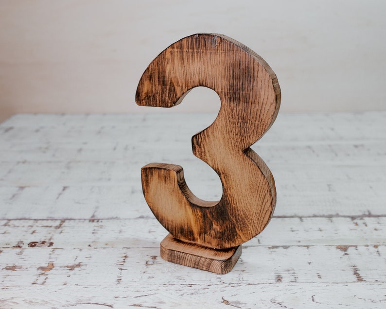 Wooden Number Number 3 Three Photography Prop Handmade First Birthday ...