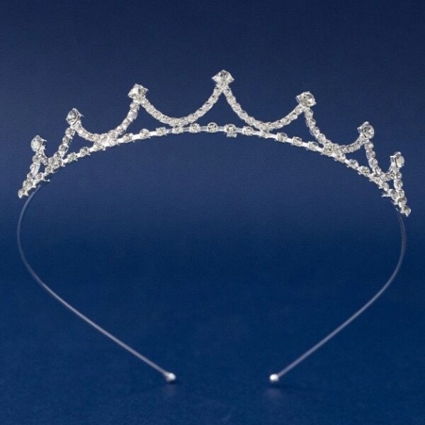 Diadem Tiara Krone Haarreif Hochzeit Kommunion Brautmädchen Strass schlicht einfach