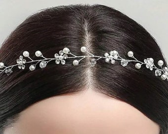 filigraner Perlen Strass Haarschmuck Haarband  Haardraht Hochzeit Braut Brautmädchen   Kommunion